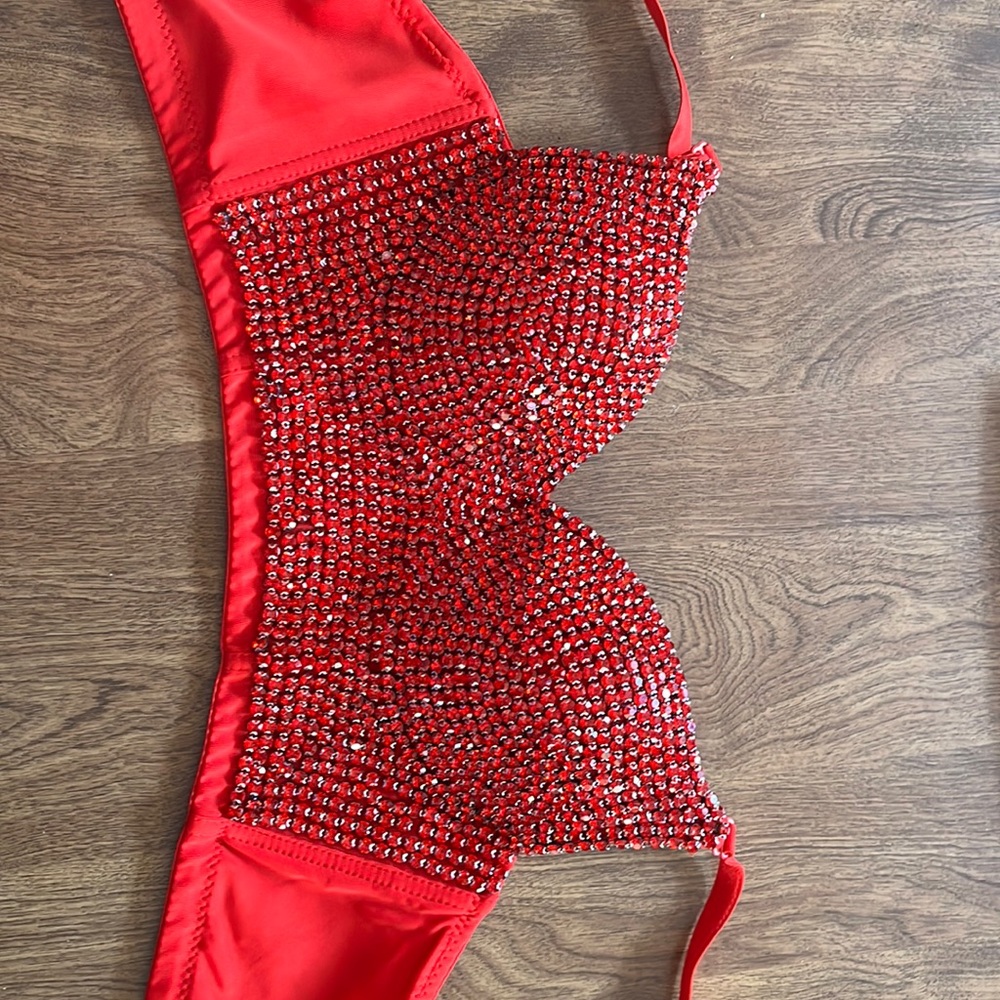 Rhinestone sequin bustier crop cami top.